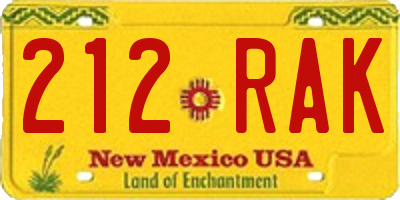 NM license plate 212RAK