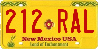 NM license plate 212RAL