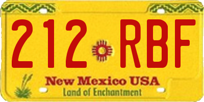 NM license plate 212RBF