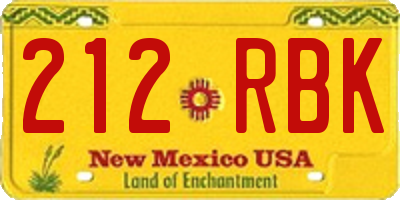 NM license plate 212RBK