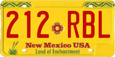 NM license plate 212RBL