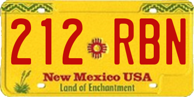 NM license plate 212RBN