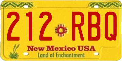 NM license plate 212RBQ