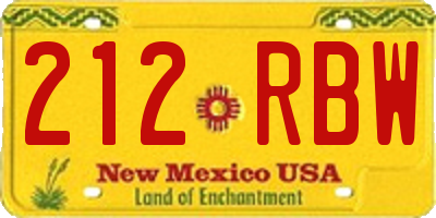 NM license plate 212RBW