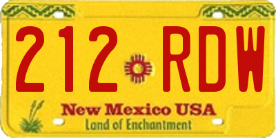 NM license plate 212RDW
