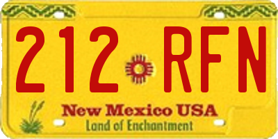 NM license plate 212RFN