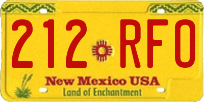 NM license plate 212RFO
