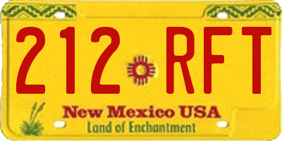 NM license plate 212RFT