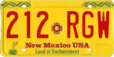 NM license plate 212RGW