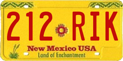 NM license plate 212RIK