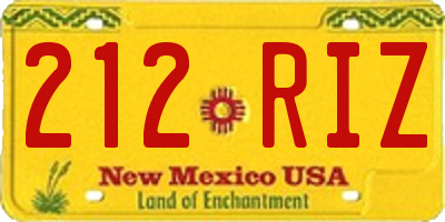 NM license plate 212RIZ