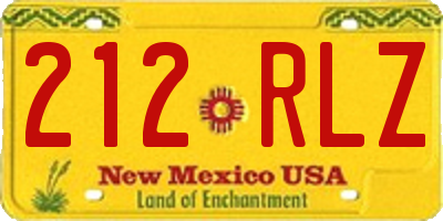 NM license plate 212RLZ