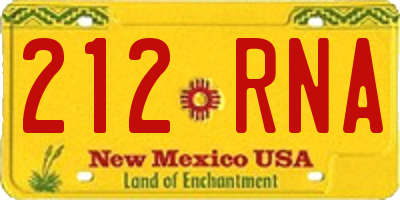 NM license plate 212RNA