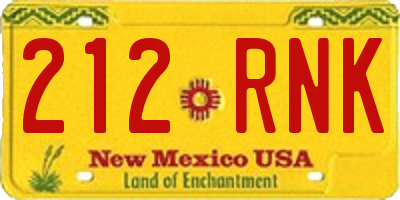 NM license plate 212RNK