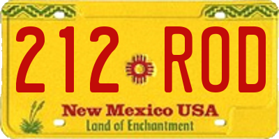 NM license plate 212ROD