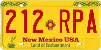 NM license plate 212RPA
