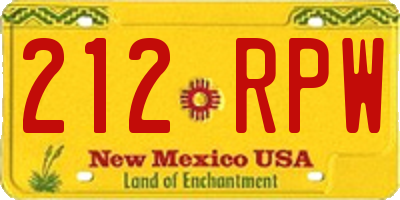 NM license plate 212RPW