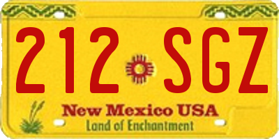 NM license plate 212SGZ
