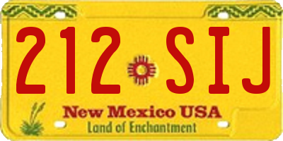 NM license plate 212SIJ