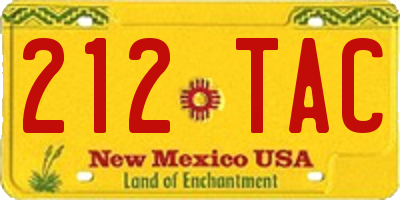 NM license plate 212TAC