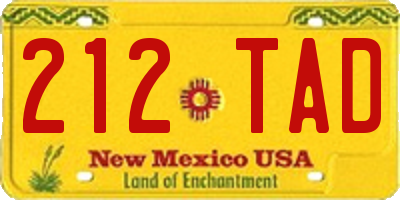 NM license plate 212TAD