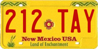 NM license plate 212TAY