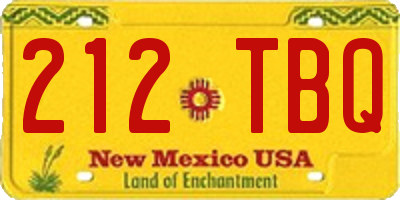 NM license plate 212TBQ
