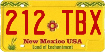 NM license plate 212TBX