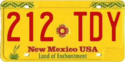 NM license plate 212TDY