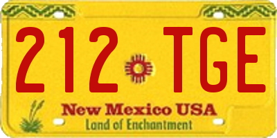NM license plate 212TGE