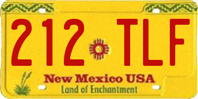 NM license plate 212TLF