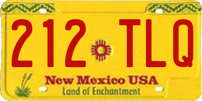 NM license plate 212TLQ