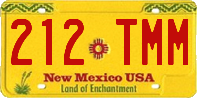 NM license plate 212TMM