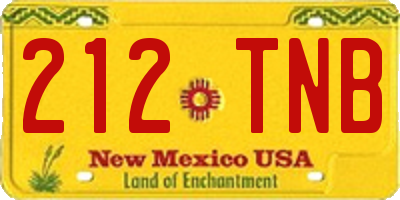 NM license plate 212TNB