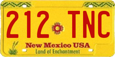 NM license plate 212TNC