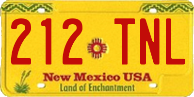NM license plate 212TNL