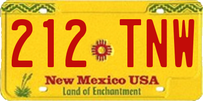 NM license plate 212TNW