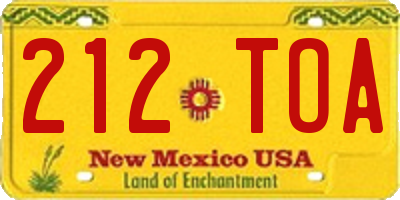 NM license plate 212TOA