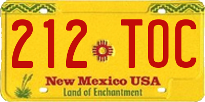 NM license plate 212TOC