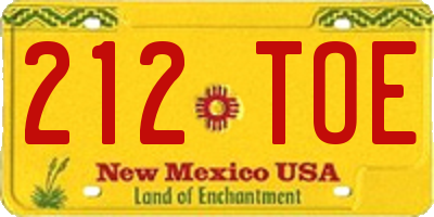 NM license plate 212TOE