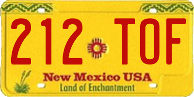 NM license plate 212TOF