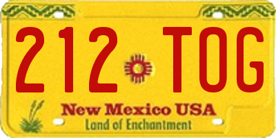 NM license plate 212TOG