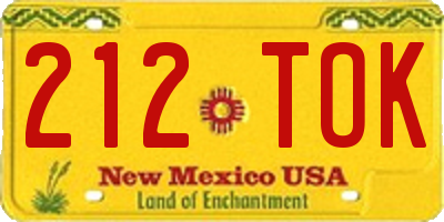 NM license plate 212TOK