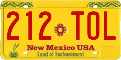 NM license plate 212TOL