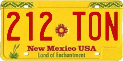 NM license plate 212TON