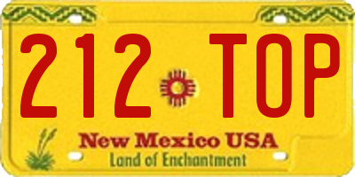 NM license plate 212TOP