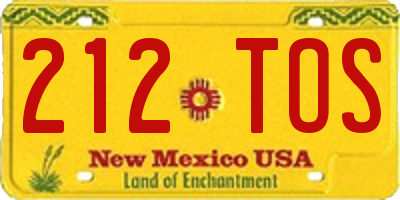 NM license plate 212TOS