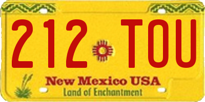 NM license plate 212TOU