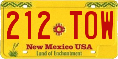 NM license plate 212TOW