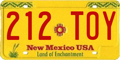 NM license plate 212TOY